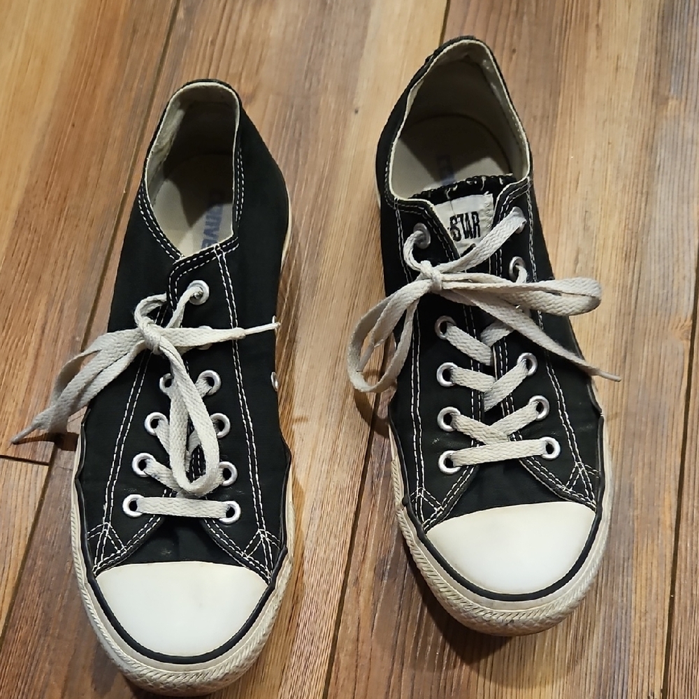 Converse Black Canvas Sneakers with White Laces